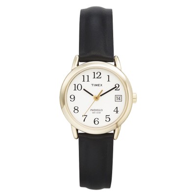 Women's Timex Easy Reader  Watch with Leather Strap- Gold/Black T2H341JT