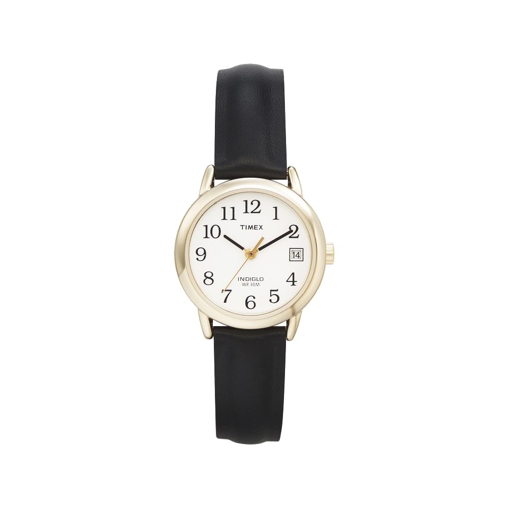 Photos - Wrist Watch Timex Women's  Easy Reader Watch with Leather Strap- Gold/Black T2H341JT 