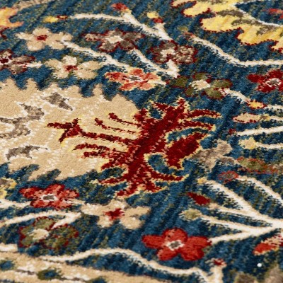 Hauteloom Neola Navy Blue Damask Area Rug