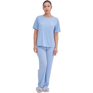 Talmont Women’s Silky‑Soft 2‑Piece Lounge Set Super Comfy Short Sleeve Top & Matching Pants - Makes A Great Gift! - 1 of 1
