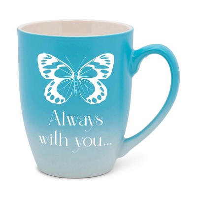 Elanze Designs Always With You Two Toned Ombre Matte Teal and White 12 ounce Ceramic Stoneware Coffee Cup Mug