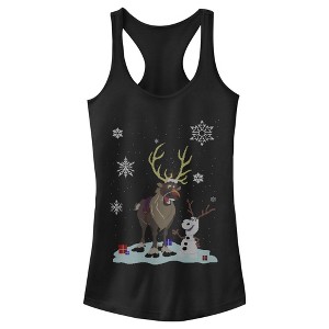 Juniors Womens Frozen Christmas Sweater Friends Racerback Tank Top - 1 of 4