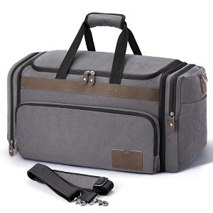 Generic Duffle Bag 60L Expandable Canvas Travel Bag Durable Vintage Weekender Overnight Carry On Bag - 1 of 4