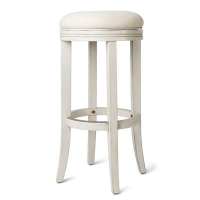 Maven Lane Eva Bar Stool In White Oak Finish With Natural Fabric Upholstery