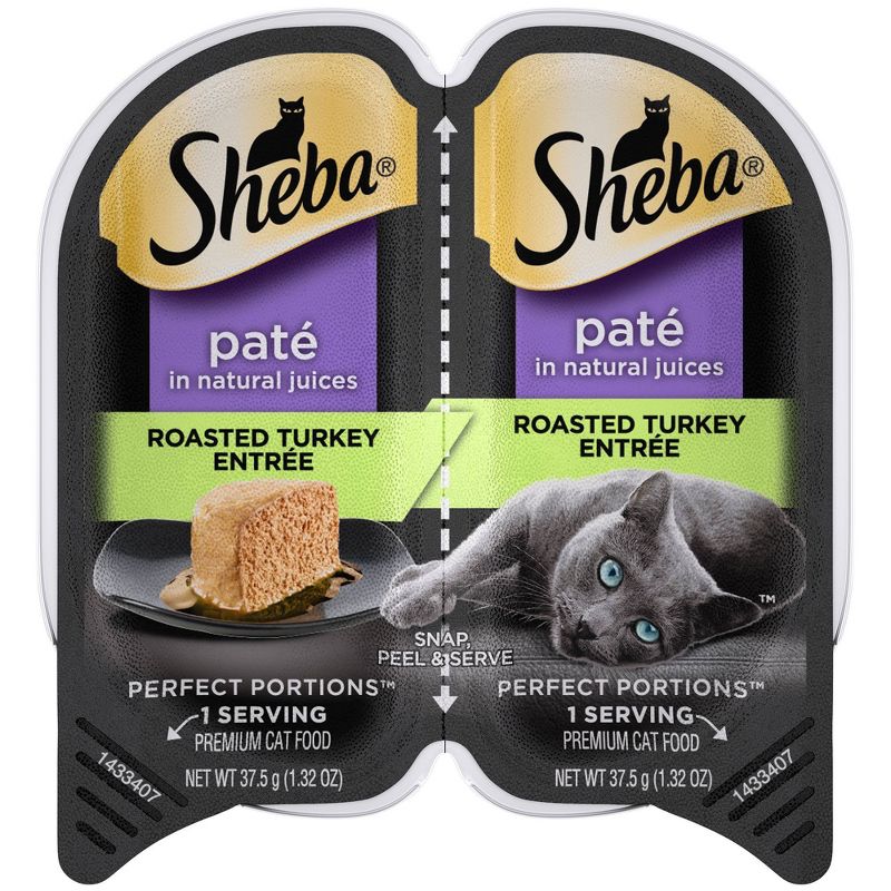 Sheba Perfect Portions Pat&#233; In Natural Juices Premium Wet Cat Food Roasted Turkey Entr&#233;e - 2.6oz, 1 of 7