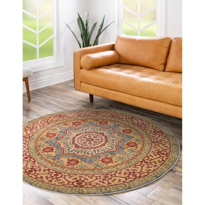 Unique Loom Palace Saray Border Indoor Woven Fringe Area Rug