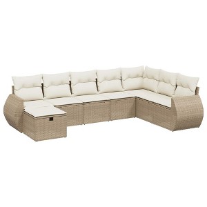 vidaXL 8 Piece Patio Sofa Set with Cushions Beige and Cream Poly Rattan - 1 of 4