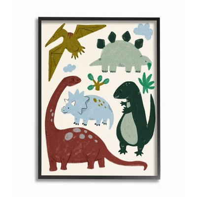 Stupell Industries Colorful Cartoon Dinosaur Friends Kid's Science Illustration
