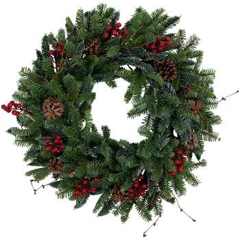 Northlight 30'' Red Berries and Pine Cones Christmas Wreath, Unlit