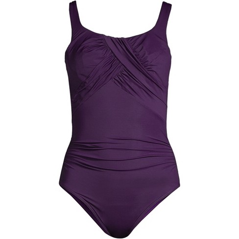 Lands' End Women's Long Slendersuit Carmela Tummy Control Chlorine  Resistant One Piece Swimsuit - 12 - Blackberry : Target