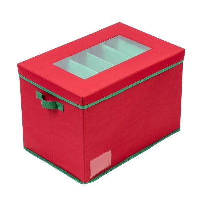 Honey-Can-Do Holiday Light Storage Box Red