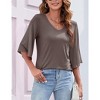 Clearlove Women's Blouse Tops Bell Sleeve Top 3/4 Sleeve V Neck Shirt Loose Casual Tops for Women - 4 of 4