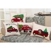 Vintage Red Truck Poly Blend Square Throw Pillow Tan - Saro Lifestyle: Festive Holiday Decor, Embroidered, Indoor - image 3 of 3