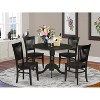HomeStock 5-Piece Black Finish Solid Wood Top Dining table with 4 Chairs with Drop Leaf Slat Back - 2 of 4