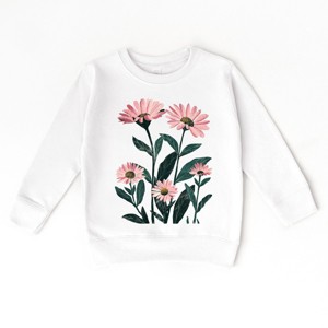 The Juniper Shop Pink Daisies Watercolor Toddler Sweatshirt - 5/6T - White - 1 of 4