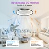 Modern Flush Mount Ceiling Fan 19''/42'' LED Enclosed Ceiling Fans Retractable Blade/Bladeless LED-RGB Ambient Light for Bedroom Kids Room Party - 4 of 4