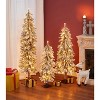 LuxenHome Set of 3 Christmas Trees, Flocked Slim Christmas Tree Prelit, (5-Ft, 4-Ft, 3-Ft) Green - 3 of 4