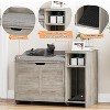 Cat Litter Box Enclosure with top opening and cushion. Modern wood design hides litter box and doubles as a nightstand with scratch pad. - 2 of 4