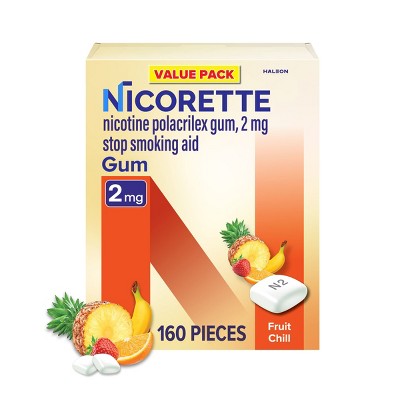 Nicorette 2mg Stop Smoking Aid Nicotine Gum - Fruit Chill - 160ct