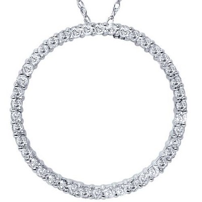 Pompeii3 1ct Diamond Circle Of Life Eternity Pendant 14K White Gold