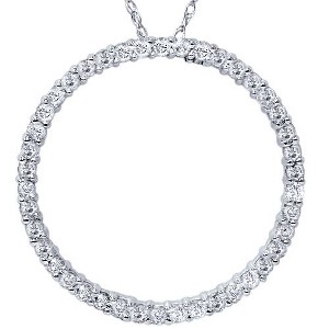 Pompeii3 1ct Diamond Circle Of Life Eternity Pendant 14K White Gold - 1 of 3