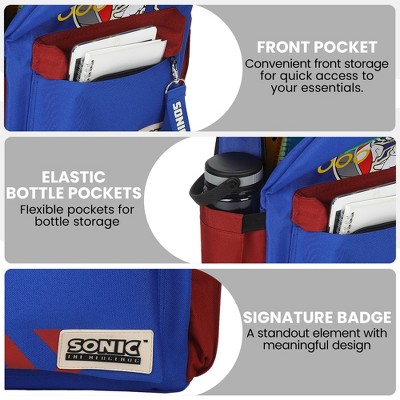 Sonic the Hedgehog Sonic Character Art 16.5" Adult Blue Backpack — фото 5