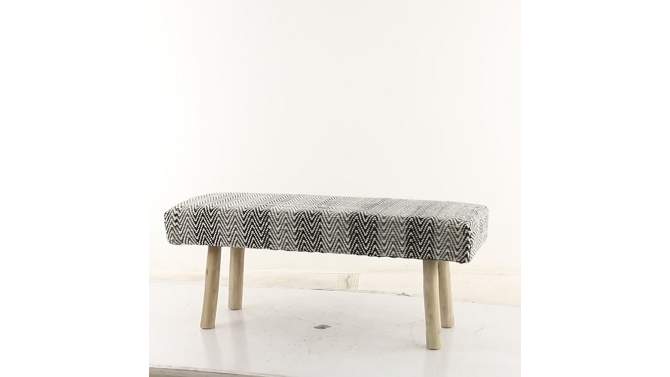 Bohemian Wood Cotton Upholstered Bench - Olivia & May, 2 of 8, play video