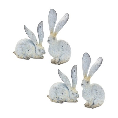 Melrose Weathered Stone Rabbit Statue (Set of 4)