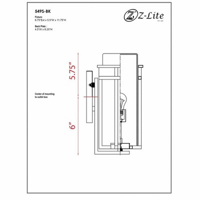 Z-Lite Abbey 1 - Light Wall Light in  Black