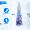 SEVOBAL 6ft Christmas Tree Gradient Flocked Pencil Tree Xmas Tree Lush Full Artificial Narrow Holiday Decor Indoor Sturdy, Blue, 25.4"*22.9"*96.5" - 3 of 4