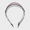 Hair Essentials Women's 3-Pack Rhinestone Headbands for Women - Sparkling Crystal Braided Headbands - Pink, White, and Black Colors - 4 of 4