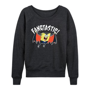 Women's - SpongeBob SquarePants - Fangastic Lightweight French Terry Wide Neck Long Sleeve Shirt - 1 of 4
