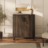 LuxenHome Dark Oak Manufactured Wood 31.5-Inch W x 36-Inch H 2-Door Storage Cabinet - 2 of 4
