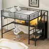 Sapphtopaz Full Size Metal Loft Bed with Storage Stairs & Desk Loft Bed with Small Wardrobe & LED for Teens Adults Bed Frame for Bedroom - 4 of 4