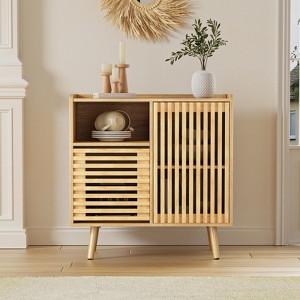 Buffet Table with Storage, Sideboard Coffee Bar Cabinet with Silding Door - 1 of 4
