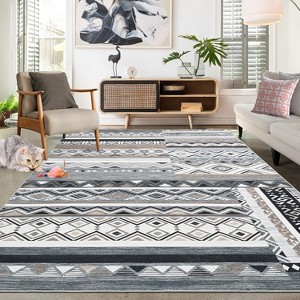 Washable Area Rugs for Hallway 2x6Ft Non Slip, Green Boho Kitchen Rug Runner Non Slip, Soft Geometric Bedroom Entryway Floor Carpet for Home - 1 of 4