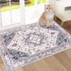 Vintage Washable Floral Area Rug: Non-Slip Distressed Oriental Carpet with Medallion – Low-Pile Accent Floor Mat for Living Room, Laundry Room - 4 of 4