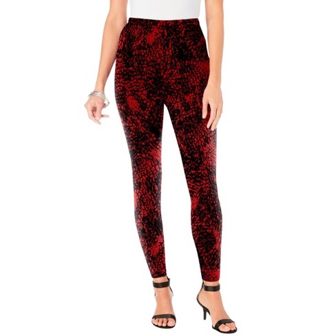 Roaman's Women's Plus Size Ankle-length Essential Stretch Legging, 3x -  Vivid Red Reptile : Target