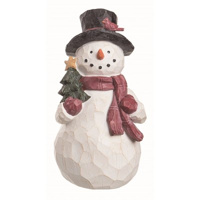 Transpac Resin White Christmas Cut Snowman Figurine