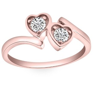 Pompeii3 1/3CT Diamond Two Stone Forever Us Heart Ring in White, Yellow, or Rose Gold - 1 of 4