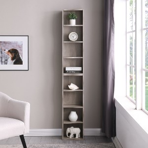 CAVINAS 8-Tier Adjustable Ultra-Thin Bookcase,Modern Narrow Tall Bookshelf with Wavy Frame Design,Bookshelf for Living Room,Bedroom Display,Gray - 1 of 4