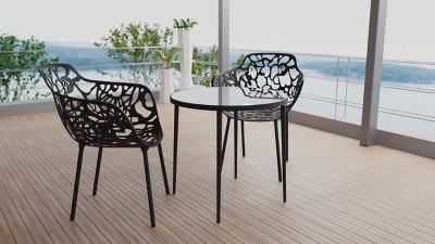Devon Brown Aluminum Cut-Out Outdoor Dining Chair