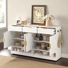 Mshliw 59.1" Farmhouse Sideboard with 3 Drawers & 4 Doors, Adjustable Shelf and Open Storage, Multi-Functional Buffet for Dining Room, Entryway - 2 of 4