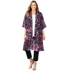 Catherines Women's Plus Size Luxe Georgette Long Duster - 1 of 4