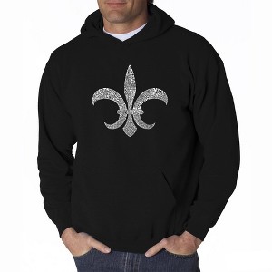 LA Pop Art Men's Word Art Hooded Sweatshirt - FLEUR DE LIS - POPULAR LOUISIANA CITIES - 1 of 4