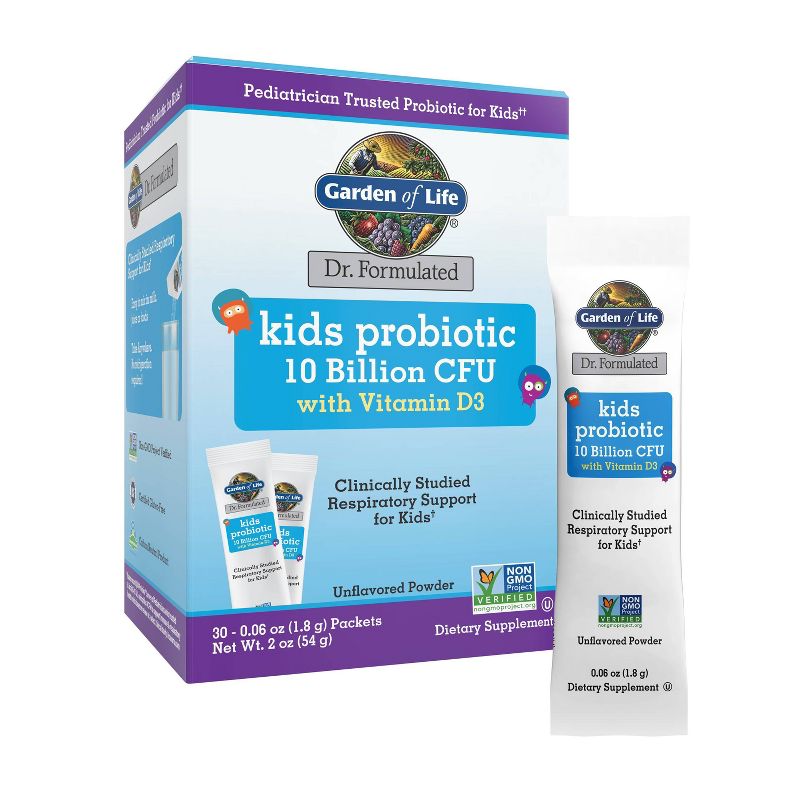 Garden of Life Dr. Formulated Kids&#39; 10B Probiotic Stick Pack with D3 - Unflavored - 2oz, 1 of 11