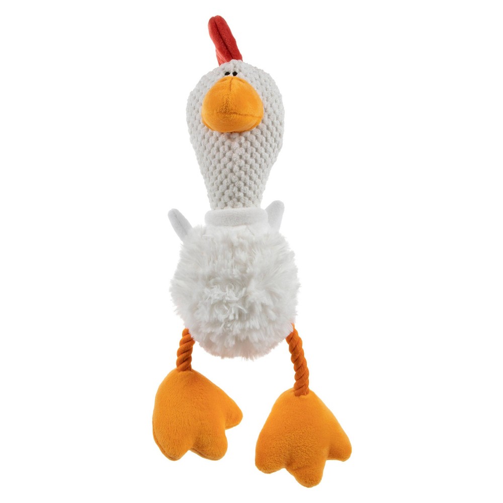 TrustyPup Multi Tug Chicken Dog Toy - White - L