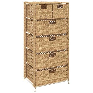 vidaXL Storage Unit Brown Water hyacinth, Metal 18.5x14.6x39.4 in - 1 of 4