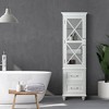 Ridge Wooden Linen Tower Cabinet with Adjustable Shelves White - Teamson Home: Modern Freestanding Bathroom Organizer with Glass Door - 3 of 4