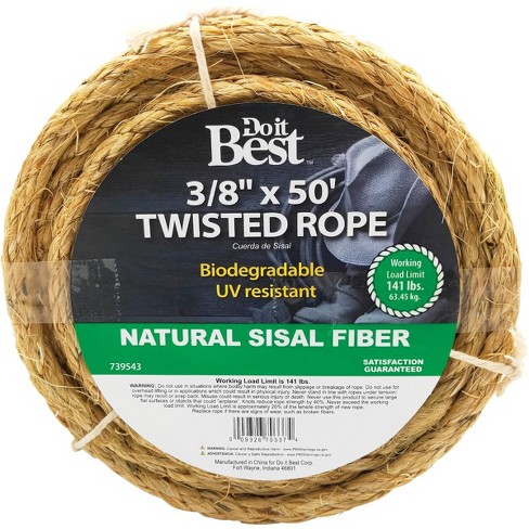Do It Best 3/8 In. X 50 Ft. Natural Twisted Sisal Fiber Packaged Rope ...